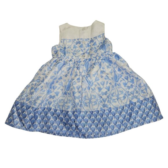 Gymboree Baby Girls 6-12 Months Blue Floral Sleeveless Party Dress With Bow Acce - Picture 2 of 7